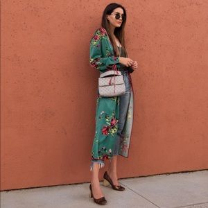 Free people floral green kimono Robe duster